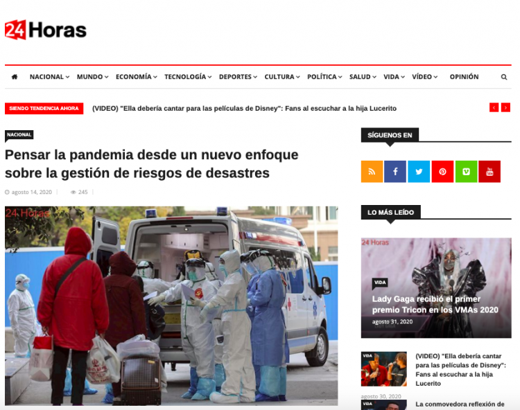 24 Horas.xyz: Pensar la pandemia desde un nuevo enfoque sobre la gestión de riesgos de desastres