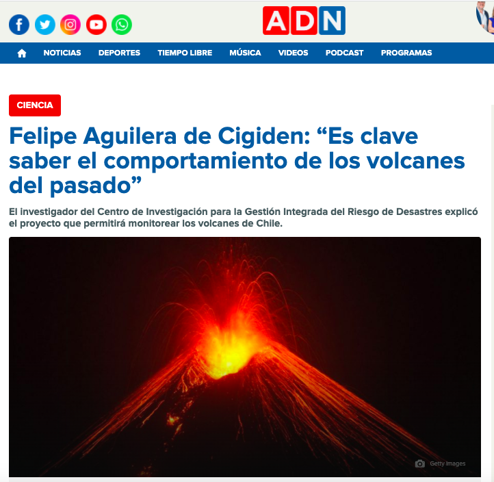 ADN radio.cl: Felipe Aguilera de Cigiden: “Es clave saber el comportamiento de los volcanes del pasado”