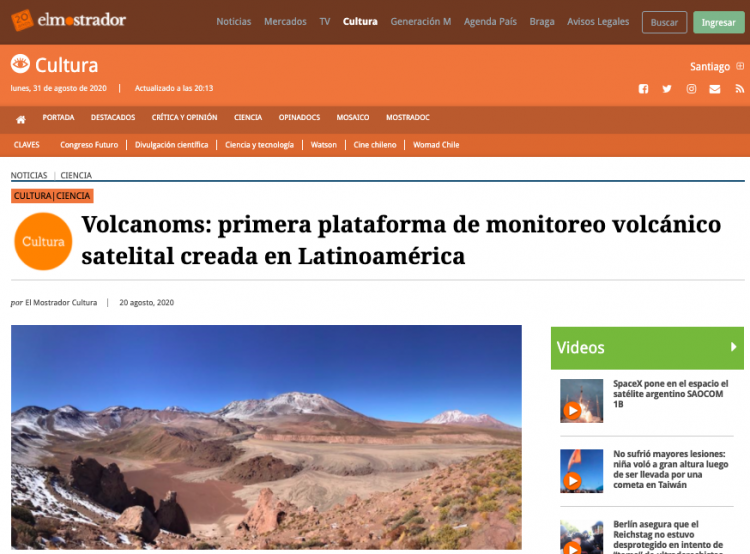 El Mostrador.cl – Volcanoms: primera plataforma de monitoreo volcánico satelital creada en Latinoamérica