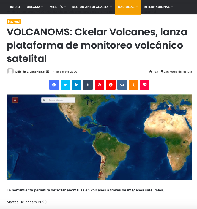 El América.cl: VOLCANOMS: Ckelar Volcanes, lanza plataforma de monitoreo volcánico satelital