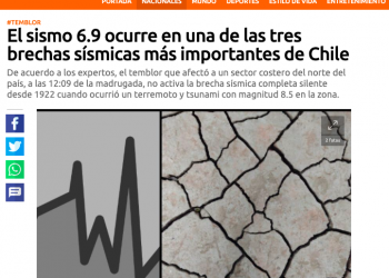 Terra.cl: El sismo 6.9 ocurre en una de las tres brechas sísmicas más importantes de Chile