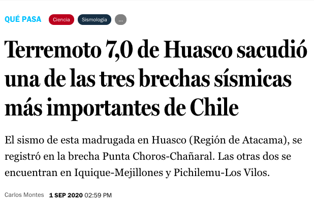 Qué Pasa: Terremoto 7,0 de Huasco sacudió una de las tres brechas sísmicas más importantes de Chile