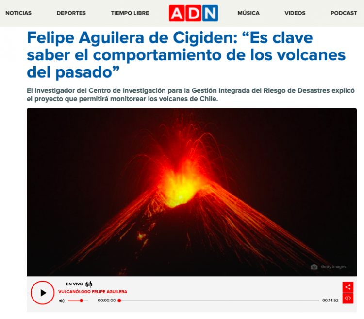 Radio ADN – Felipe Aguilera de Cigiden: “Es clave saber el comportamiento de los volcanes del pasado”