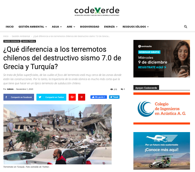 Codex Verde.cl: ¿Qué diferencia a los terremotos chilenos del destructivo sismo 7.0 de Grecia y Turquía?