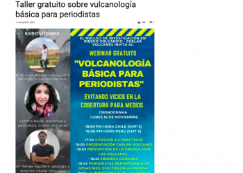 En la Línea.cl: Taller gratuito sobre vulcanología básica para periodistas.