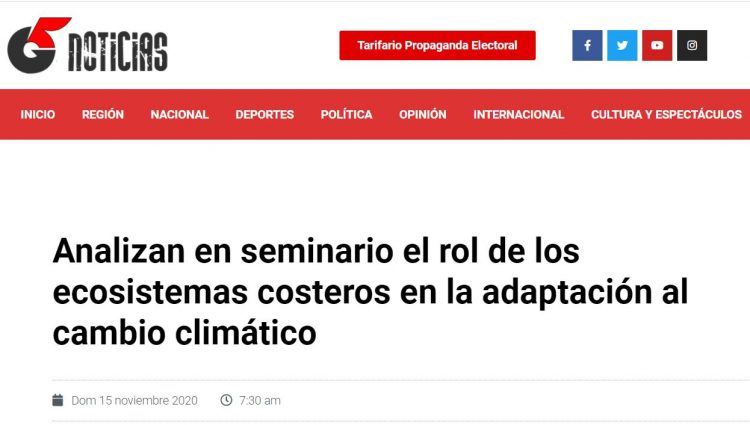 G5noticias.cl: Analizan en seminario el rol de los ecosistemas costeros en la adaptación al cambio climático
