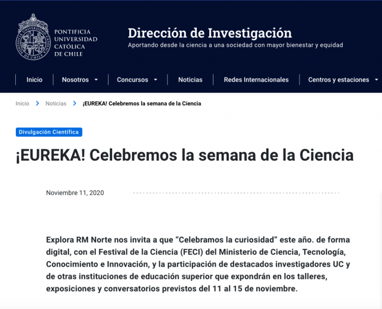 Investigación.uc.cl: ¡EUREKA! Celebremos la semana de la Ciencia