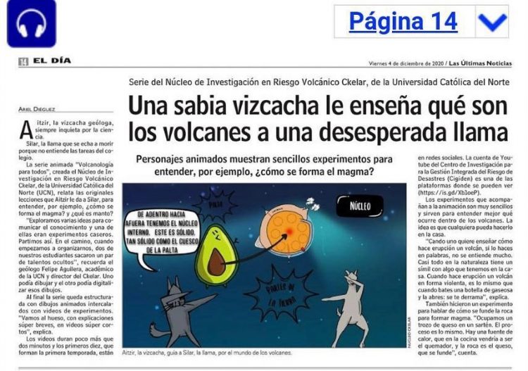 LUN: Una sabia vizcacha le enseña qué son los volcanes a una desesperada llama.