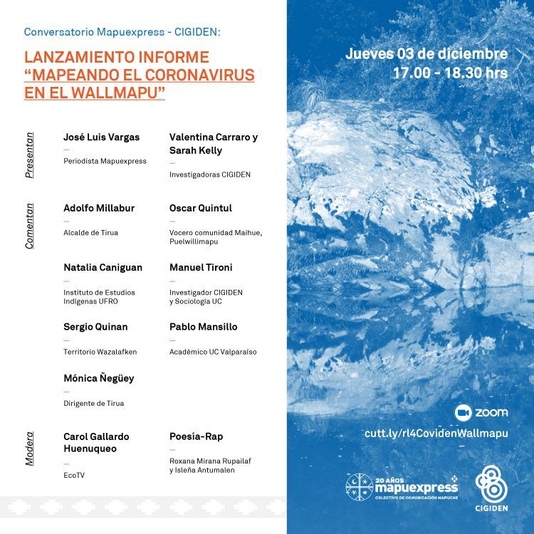 Conversatorio Mapuexpress – CIGIDEN: «Lanzamiento informe Mapeando el coronavirus en el Wallmapu»