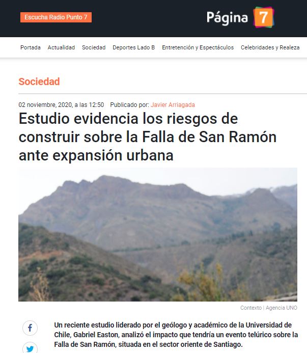 Página 7.cl: Estudio evidencia los riesgos de construir sobre la Falla de San Ramón ante expansión urbana