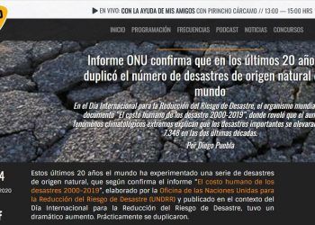 Radio Futuro: Informe ONU confirma que en los últimos 20 años se duplicó el número de desastres de origen natural en el mundo