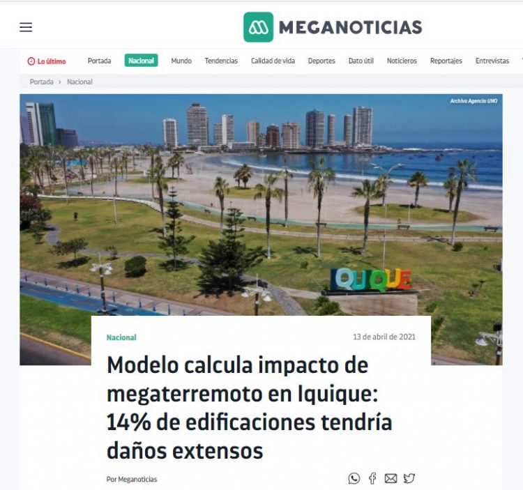Meganoticias.cl: Modelo calcula impacto de megaterremoto en Iquique: 14% de edificaciones tendría daños extensos