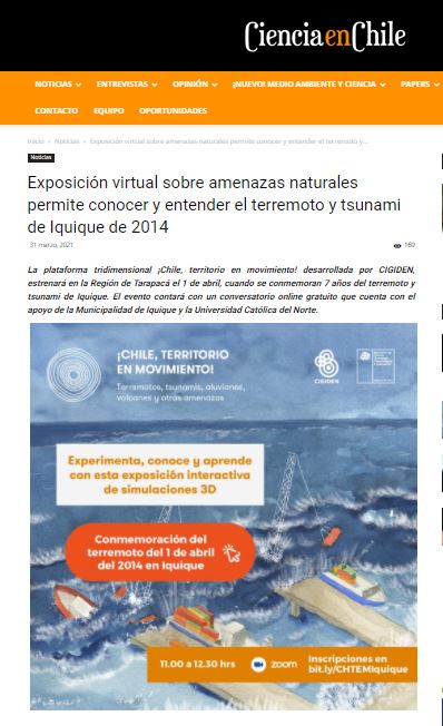 CienciaenChile.cl: Exposición virtual sobre amenazas naturales permite conocer y entender el terremoto y tsunami de Iquique de 2014.