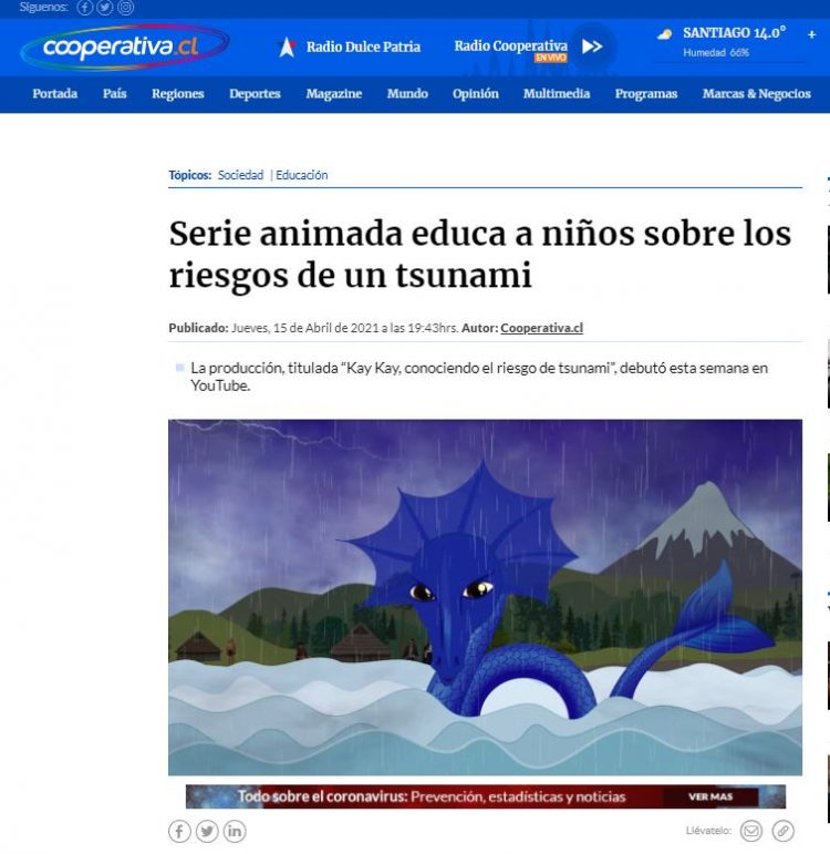 Cooperativa.cl: Serie animada educa a niños sobre los riesgos de un tsunami.
