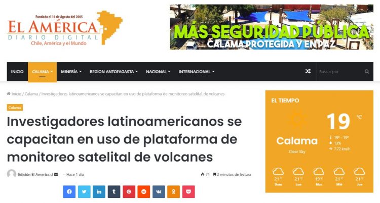 El America: Investigadores latinoamericanos se capacitan en uso de plataforma de monitoreo satelital de volcanes.