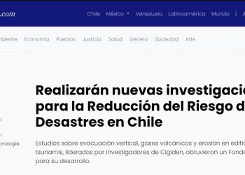 El Ciudadano: Realizarán nuevas investigaciones para la Reducción del Riesgo de Desastres en Chile.