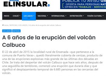 El Insular: A 6 años de la erupción del volcán Calbuco
