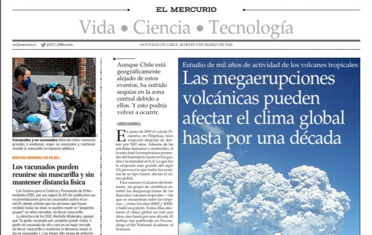 El Mercurio: Las megavolcánicas pueden afectar el clima global hasta por una década.