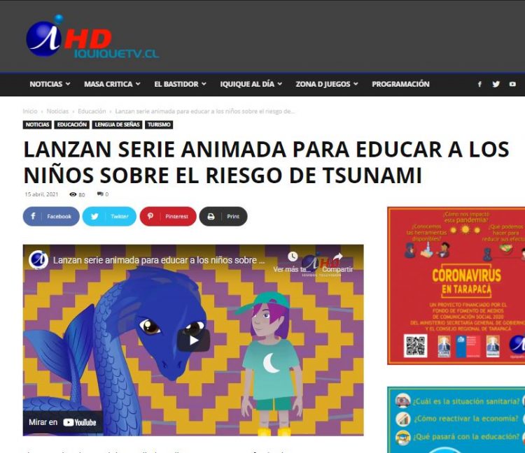 IquiqueTV: Lanzan serie animada para educar a los niños sobre el riesgo de tsunami.