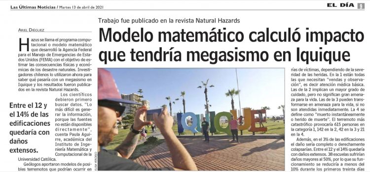 LUN: Modelo matemático calculó impacto que tendría megasismo en Iquique.