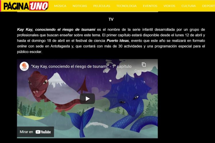 Página Uno: Kay Kay, conociendo el riesgo de tsunami.
