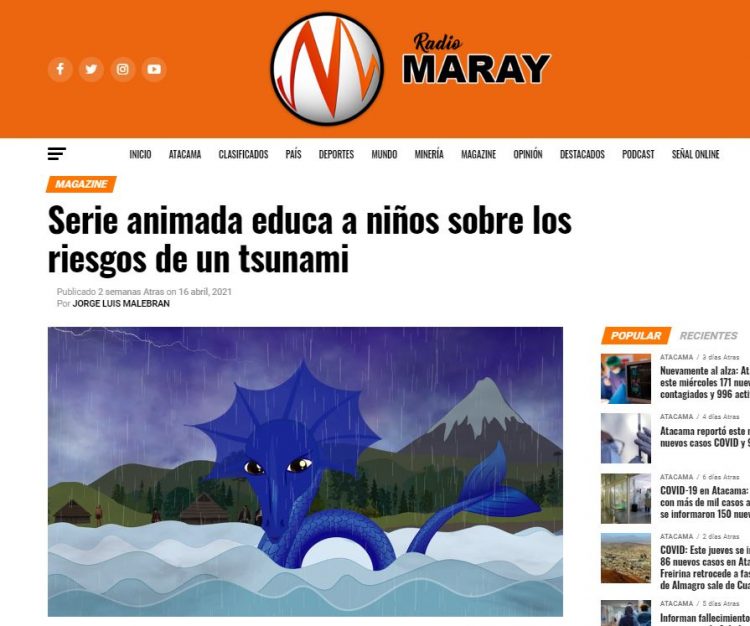 RadioMaray.cl: Serie animada educa a niños sobre los riesgos de un tsunami.