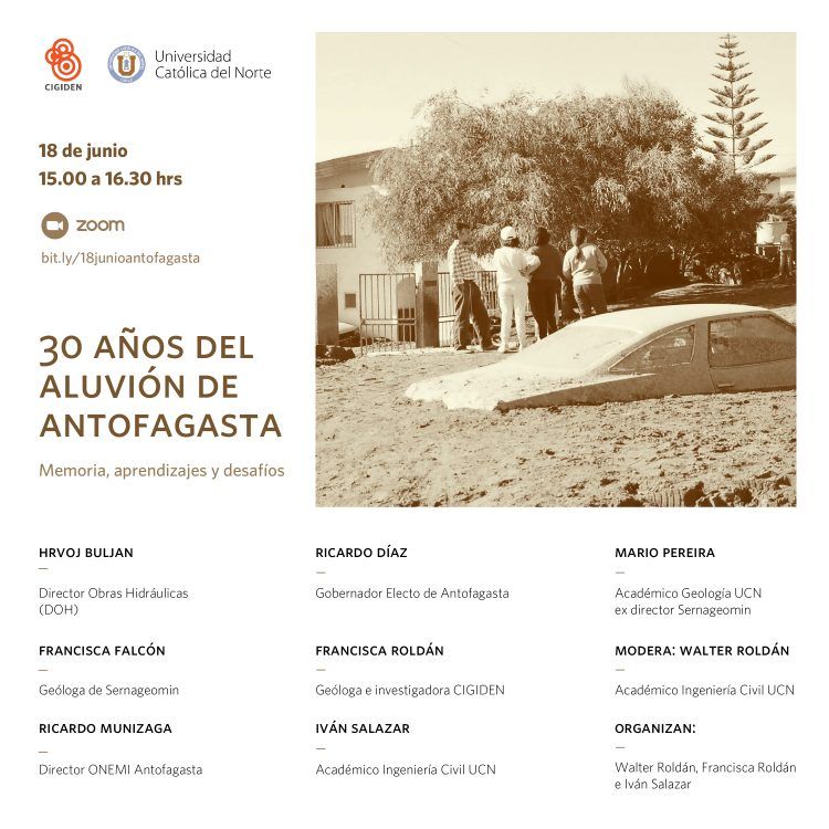 Conversatorio online: «30 años desde el aluvión de Antofagasta: memoria, aprendizajes y desafíos»