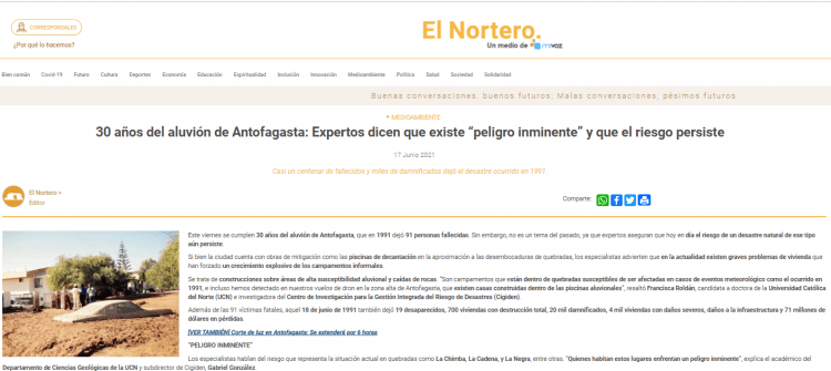 ElNortero.cl: 30 años del aluvión de Antofagasta: Expertos dicen que existe “peligro inminente” y que el riesgo persiste