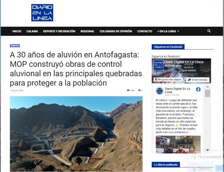 Enlalinea.cl: A 30 años de aluvión en Antofagasta: MOP construyó obras de control aluvional en las principales quebradas para proteger a la población.