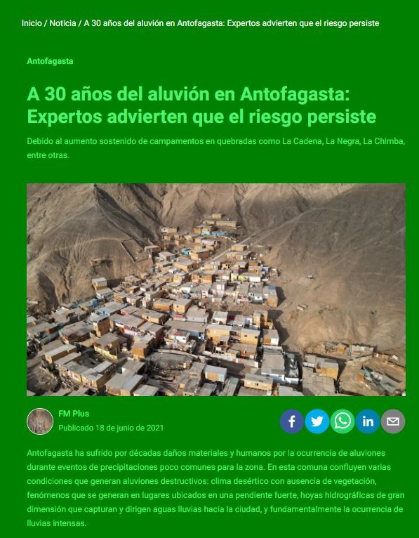 FMPlus: A 30 años del aluvión en Antofagasta: Expertos advierten que el riesgo persiste.