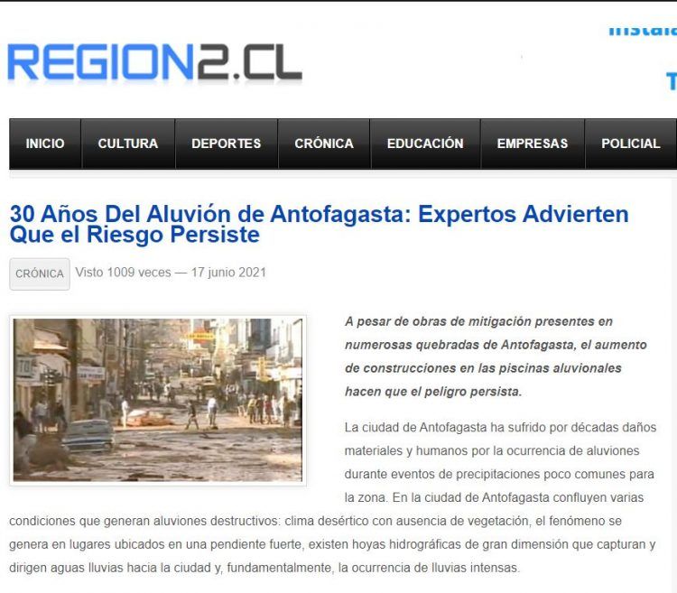 Region2.cl – 30 Años Del Aluvión de Antofagasta: Expertos advierten que el riesgo persiste.