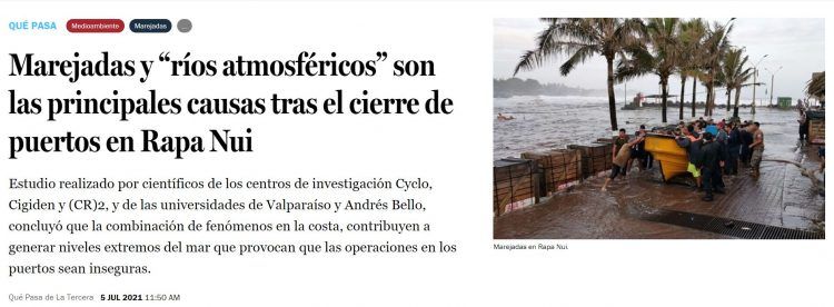 LaTercera.com: Marejadas y “ríos atmosféricos” son las principales causas tras el cierre de puertos en Rapa Nui.