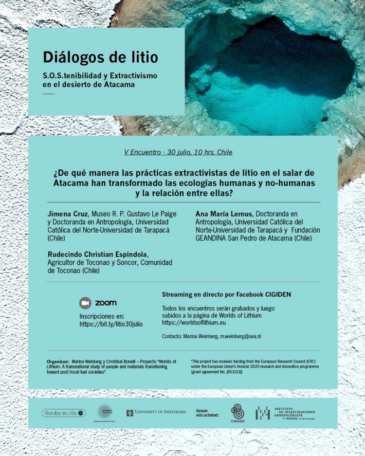 Quinto encuentro «Diálogos de litio. S.O.S.tenibilidad y Extractivismo en el desierto de Atacama»
