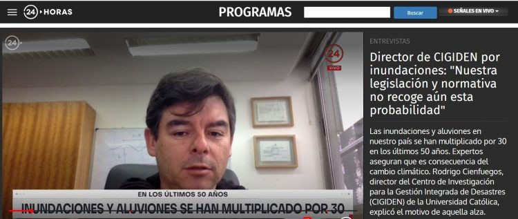 24 Horas – Director de CIGIDEN por inundaciones: «Nuestra legislación y normativa no recoge aún esta probabilidad».