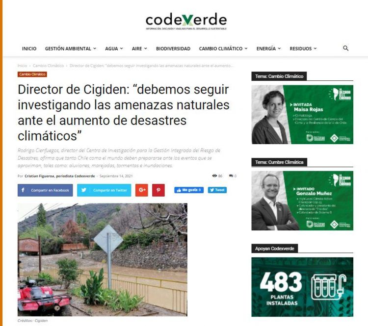 Codex Verde: Director de Cigiden: “debemos seguir investigando las amenazas naturales ante el aumento de desastres climáticos”