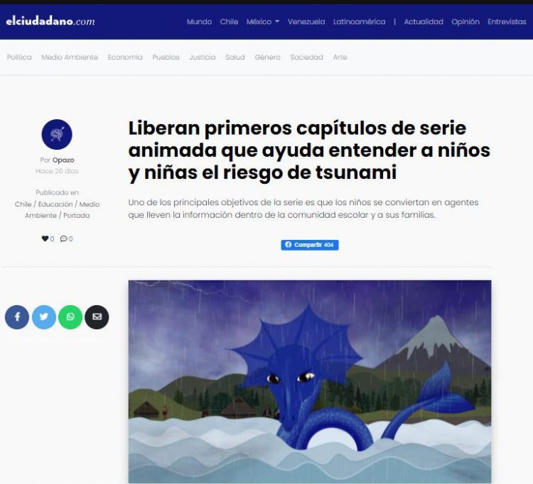 El Ciudadano: Liberan primeros capítulos de serie animada que ayuda entender a niños y niñas el riesgo de tsunami