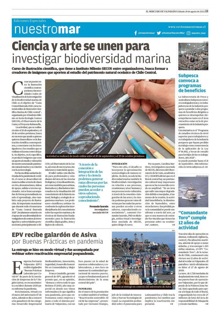 El Mercurio de Valparaíso: Ciencia y arte se unen para investigar biodiversidad marina