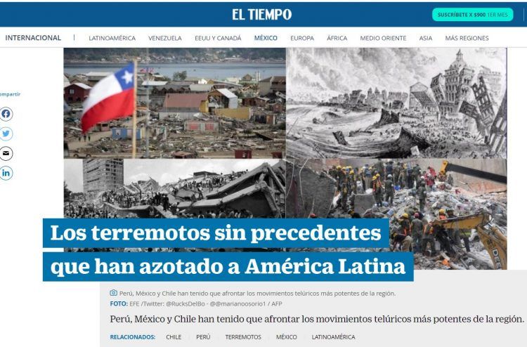 El Tiempo.com: Los terremotos sin precedentes que han azotado a América Latina