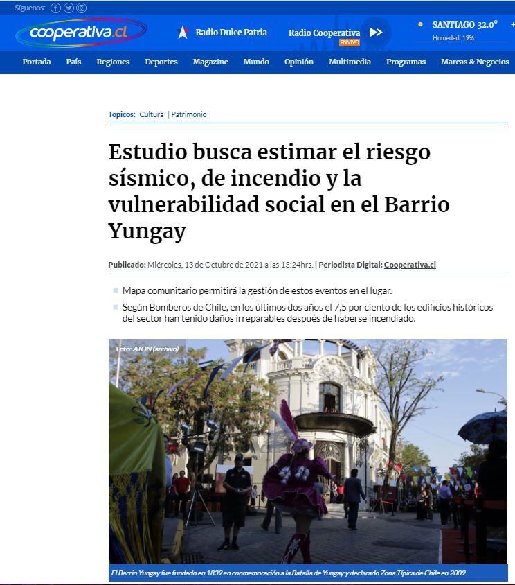 El Ciudadano – Mapa comunitario permitirá la gestión del riesgo sísmico y de incendio en el Barrio Yungay de Santiago