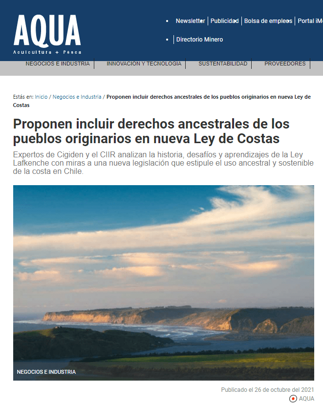 Aqua.cl: Proponen incluir derechos ancestrales de los pueblos originarios en nueva Ley de Costas
