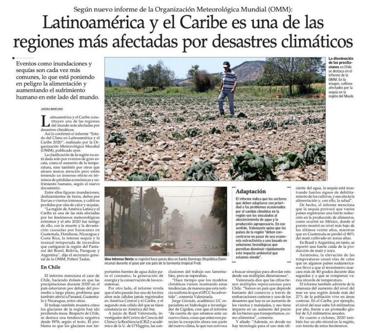El Mercurio: Latinoamérica y el Caribe es una de las regiones más afectadas por desastres climáticos