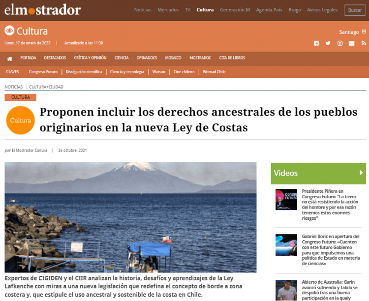 El Mostrador: Proponen incluir los derechos ancestrales de los pueblos originarios en la nueva Ley de Costas