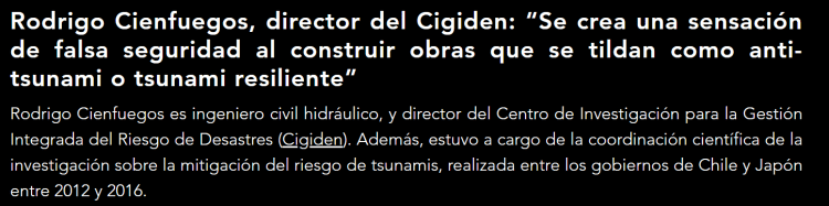 Entierrahumeda.com – Rodrigo Cienfuegos, director del Cigiden: “Se crea una sensación de falsa seguridad al construir obras que se tildan como anti-tsunami o tsunami resiliente”
