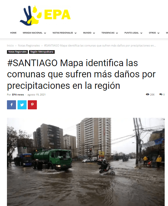 Epanews.cl: #SANTIAGO Mapa identifica las comunas que sufren más daños por precipitaciones en la región