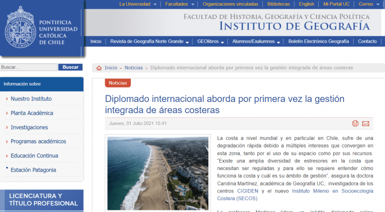 GeograDiplomado internacional aborda por primera vez la gestión integrada de áreas costerasfía.uc.cl:
