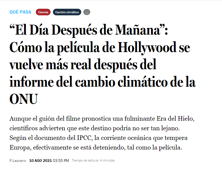 LaTercera.com: “El Día Después de Mañana”: Cómo la película de Hollywood se vuelve más real después del informe del cambio climático de la ONU