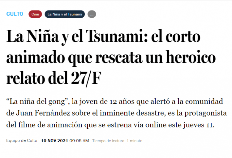 LaTercera.com: La Niña y el Tsunami: el corto animado que rescata un heroico relato del 27/F