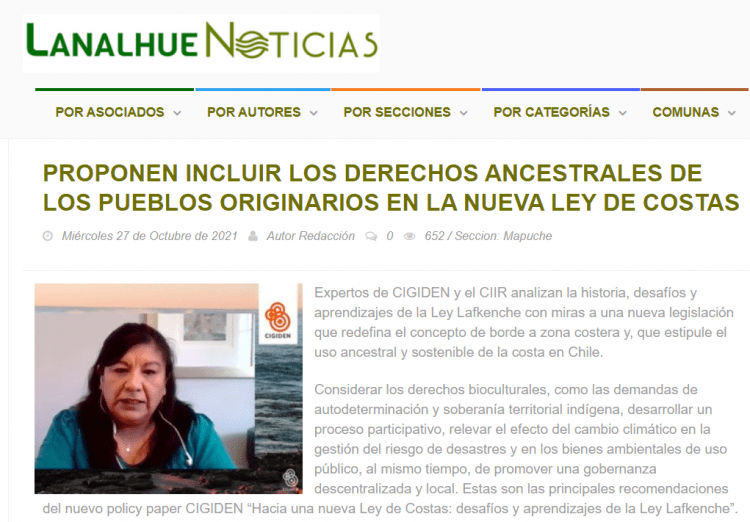 Lanalhuenoticias.cl: Proponen incluir los derechos ancestrales de los pueblos originarios en la nueva Ley de Costas