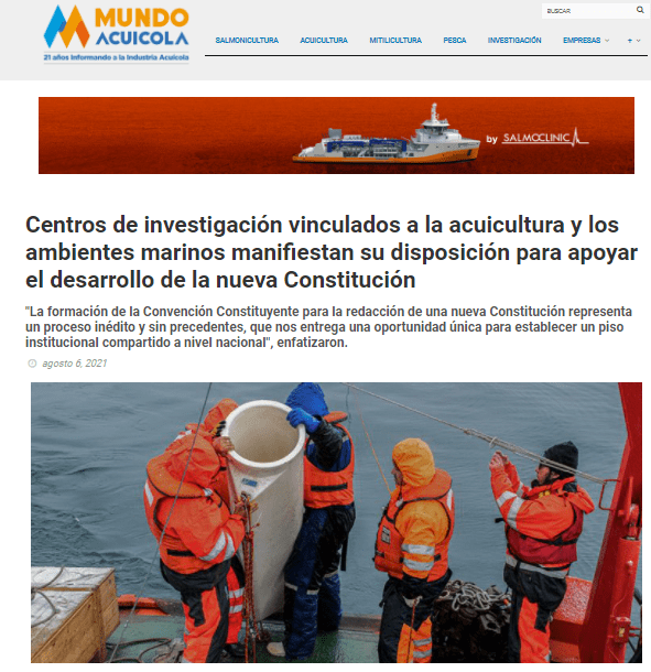 Mundoacuicola.cl: Centros de investigación vinculados a la acuicultura y los ambientes marinos manifiestan su disposición para apoyar el desarrollo de la nueva Constitución
