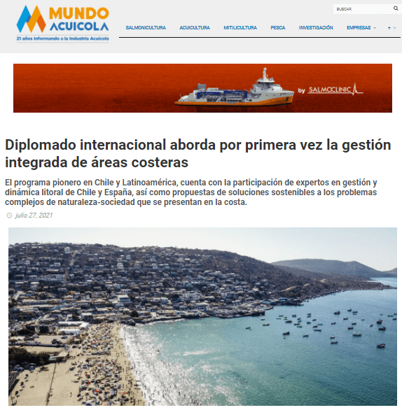 Mundoacuicola.cl: Diplomado internacional aborda por primera vez la gestión integrada de áreas costeras